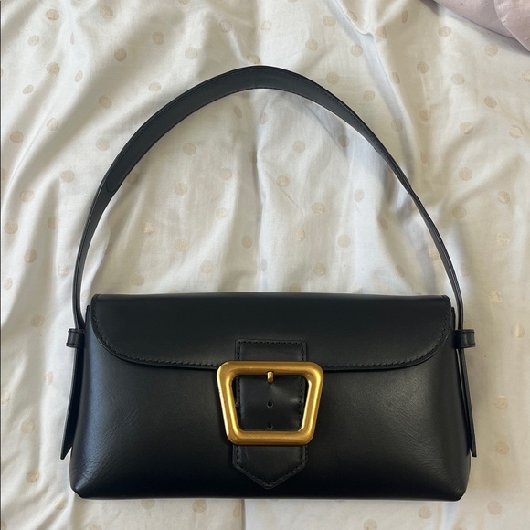 Sam Edelman Black Leather Handbag with Gold Buckle - Picture 1 of 4